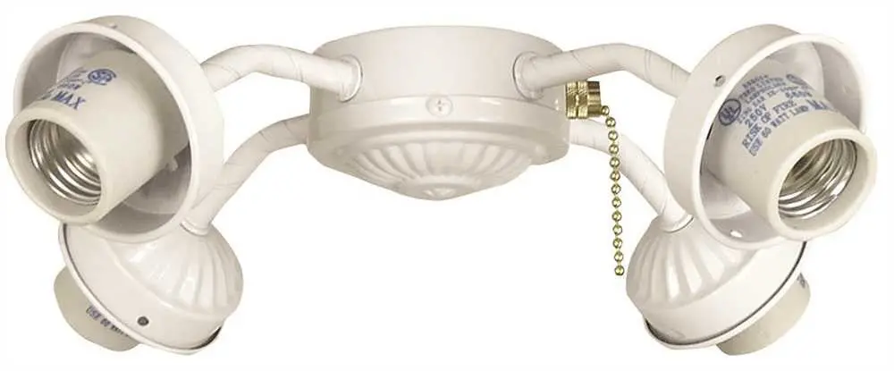 Ceiling Fan Light Kit Fitters, Maximum Four 60 Watt Incandescent Candelabra Base Bulbs, White 1