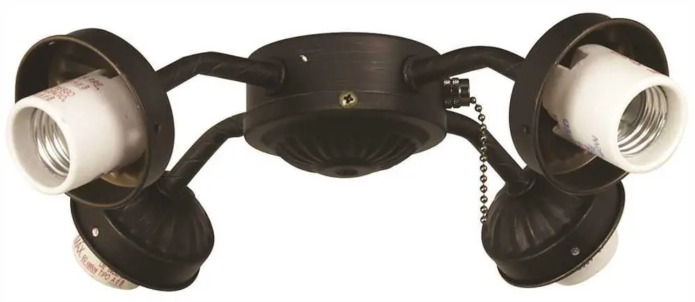 Ceiling Fan Light Kit Fitters, Maximum Four 60 Watt Incandescent Candelabra Base Bulbs, Aged Bronze 1