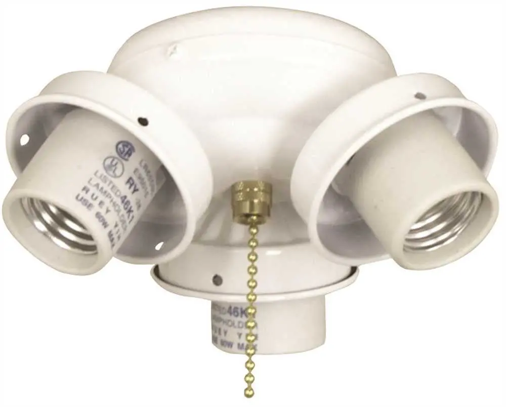 Ceiling Fan Light Kit Fitters, Maximum Three 60 Watt Incandescent Candelabra Base Bulbs, White 1
