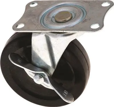 Industrial Swivel Caster With Brake, 4" 1