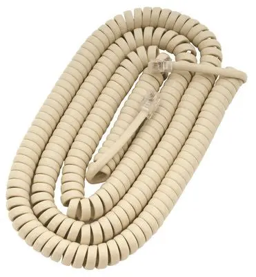 Telephone Coil Modular Cord 12 Ft. White 1