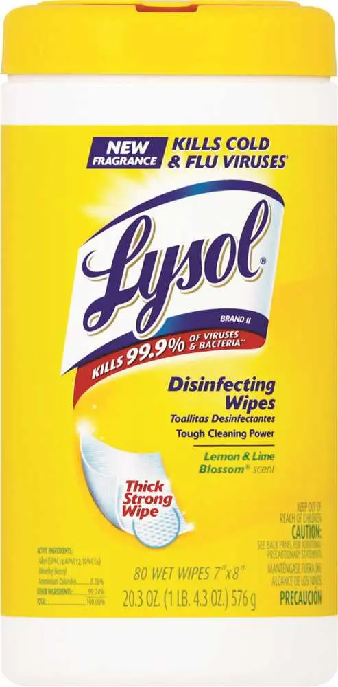 Lysol&Reg; Surface Sanitizing Wipes, Citrus Scent, 80 Wipes Per Canister 1