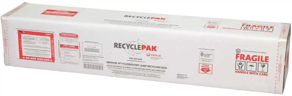 Recyclepak&Reg; Prepaid Lamp Recycling Box, 8.5 X 8.5 X 48 In. 1