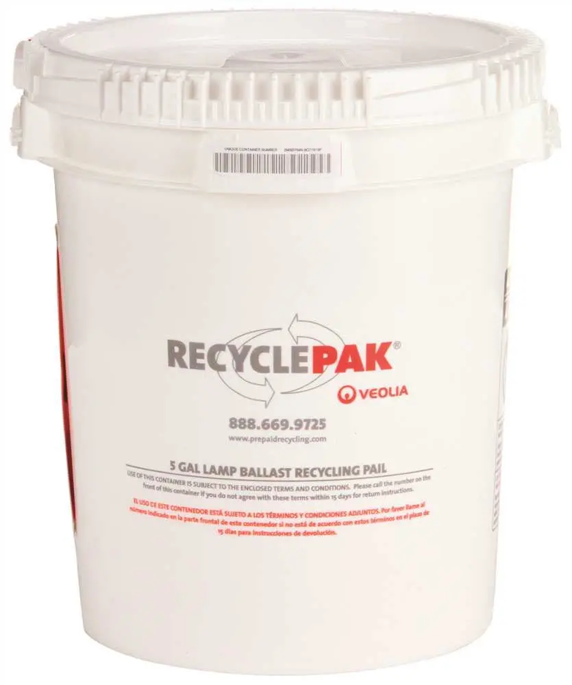 Recyclepak&Reg; Prepaid Lamp Ballast Recycling Pail, 5 Gallon 1