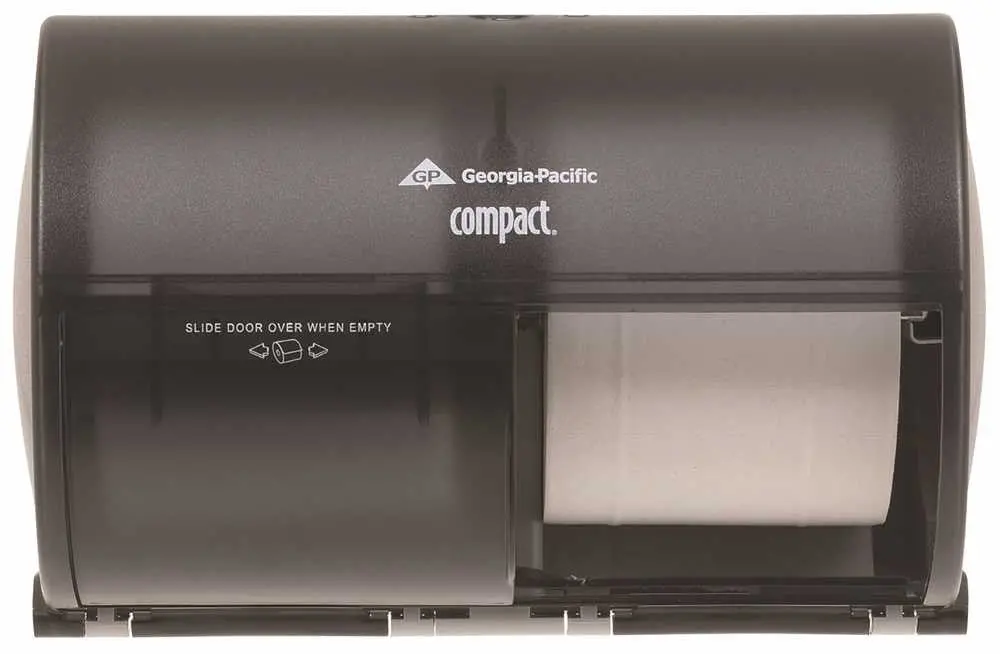 Compact Bathroom Tissue Dispenser Double Roll Side By Side Smoke Gray 1