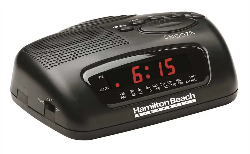 Hamilton Beach&Reg; Am-Fm Clock Radio With Battery Backup And Led Display, 120 Volts, 5 Watts, 60 Hz 1