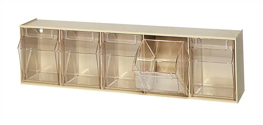 Tilt Bins, 5 Drawer, Ivory 1