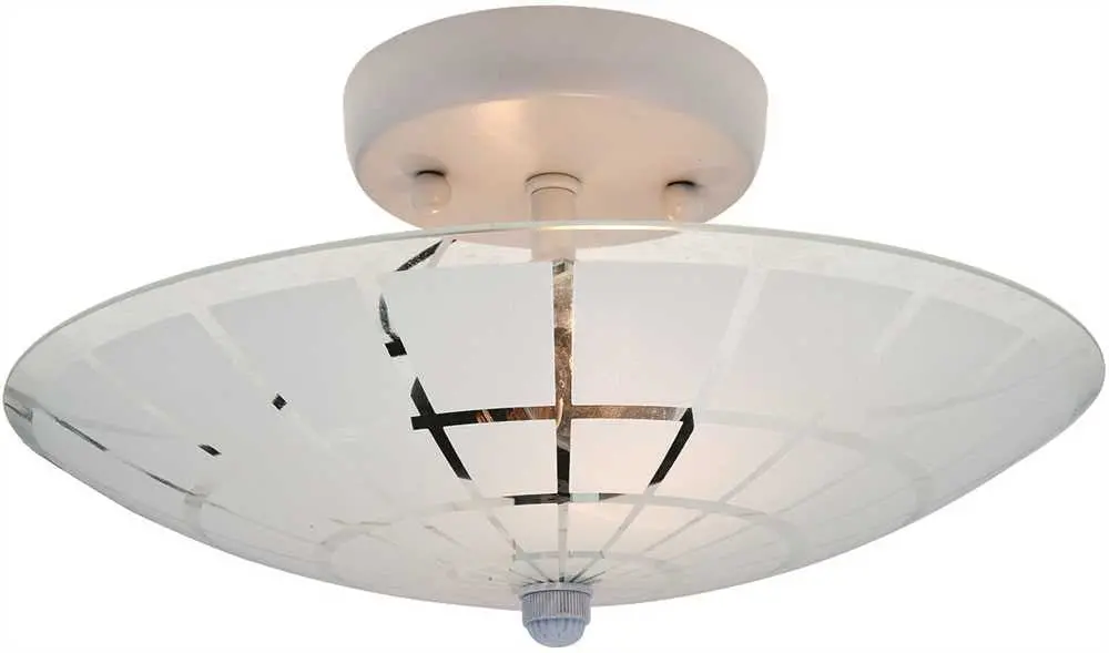 Royal Cove Flush Mount Ceiling Fixture, 11-1-2" Diameter, White, Uses 2 60-Watt Incandescent Medium Base Bulbs 1