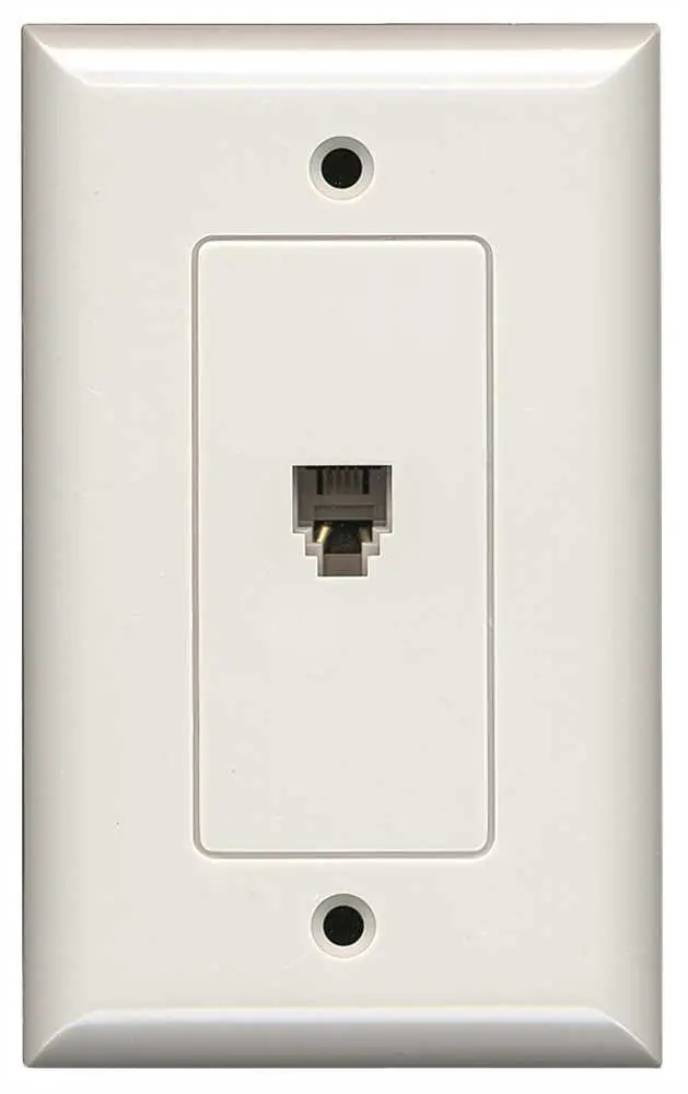 Phone Jack Modular With Wall Plate, White, 1 Piece 1
