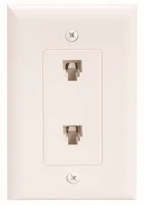 Phone Jack Modular With Wall Plate 1 Piece White 1