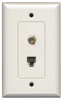 Phone Jack And F Connector Wall Plate White 1