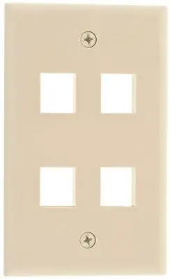Wall Plate Keystone 4 Port Ivory 1