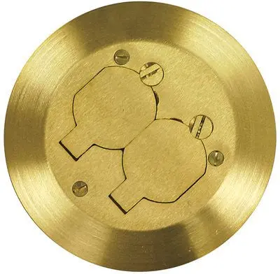 Floor Box Cover Brass Duplex Receptacle 5-3-4" Diameter 1