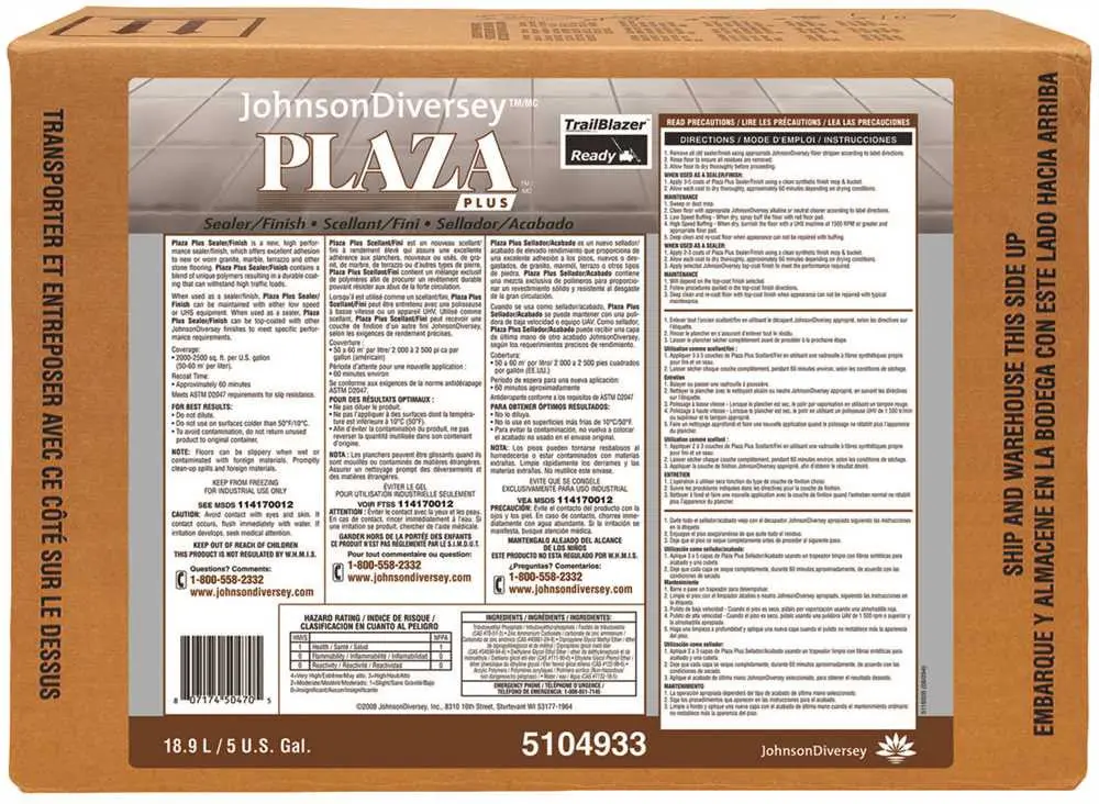 Plaza&Trade; Plus Hard Surface Sealer In 5-Gallon Envirobox&Trade;, White With A Slight Ammonia Scent 1