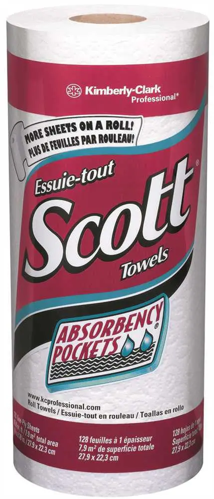 Scott&Reg; Kitchen Paper Roll Towels, White, 11X8.78 In., 128 Towels Per Roll, 20 Rolls Per Case 1