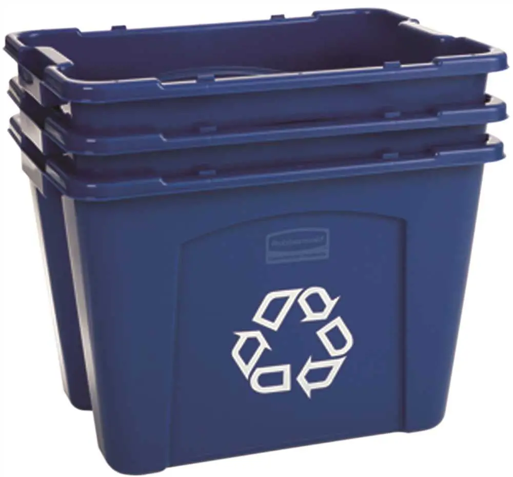 Rubbermaid&Reg; Commercial Stackable Recycling Container, Blue, 14 Gallons 1