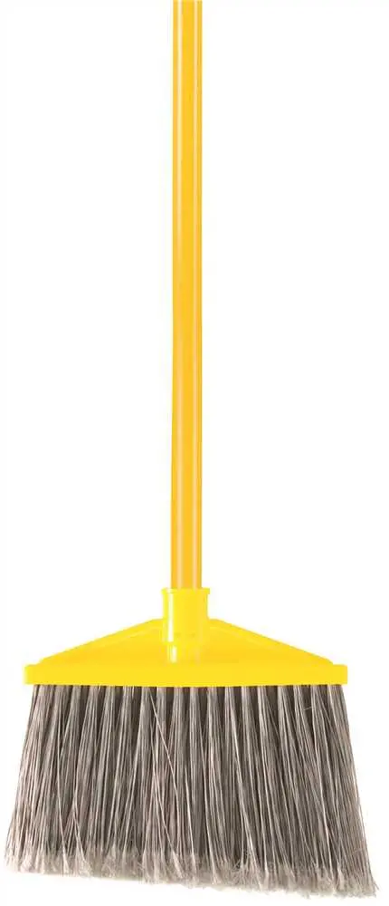 Broom Angled With Vinyl Coated Metal Handled Polypropylene Fill Gray 1