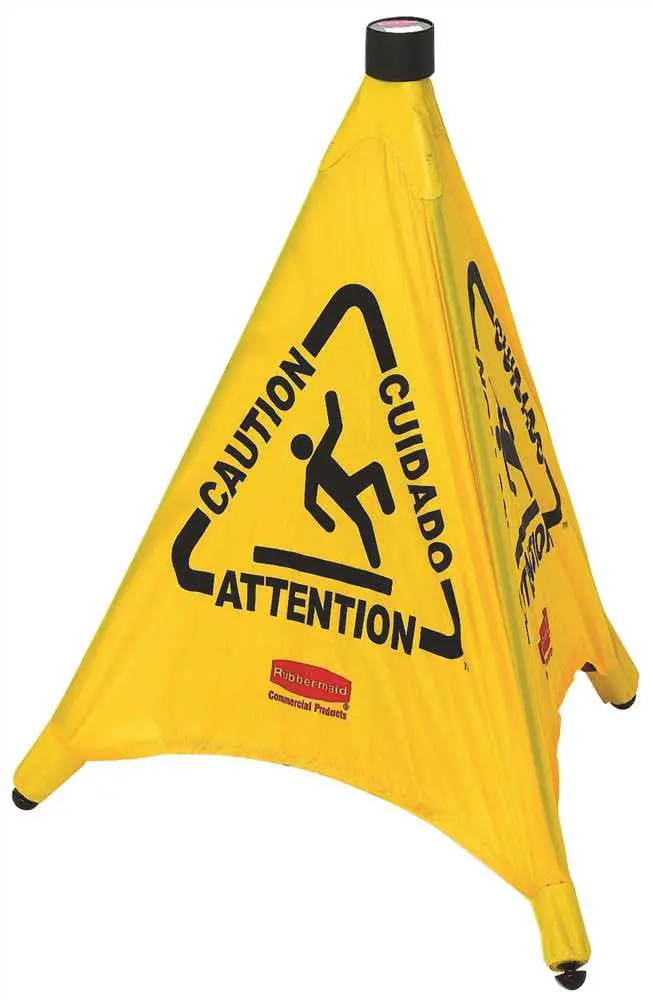 Safety Cone Pop Up Multi Lingual "Caution" 20 In Yellow 1