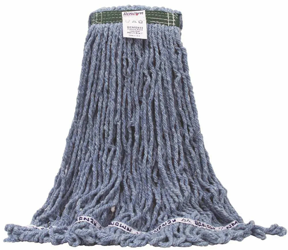 Renown&Reg; Premium Blend Shrinkless Loop Wet Mop, Medium, Blue, 1" 1