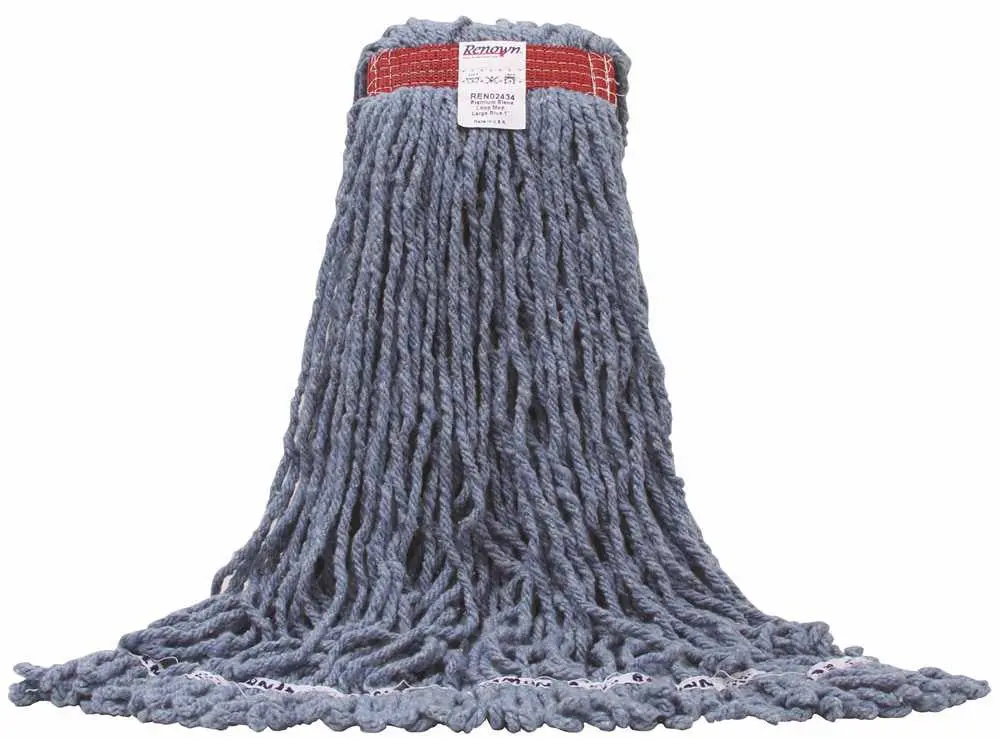 Renown&Reg; Premium Blend Shrinkless Loop Wet Mop, Large, Blue, 1" 1