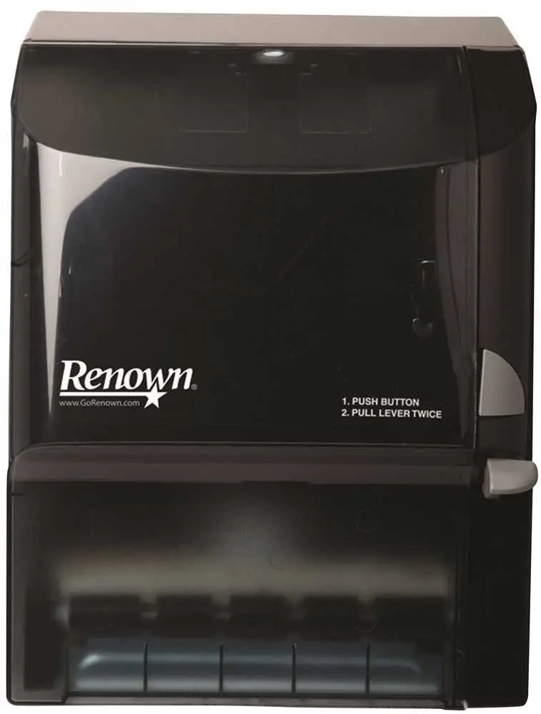 Renown&Reg; Button Lever Roll Towel Dispenser Black Translucent For 8" Wide Towels 1