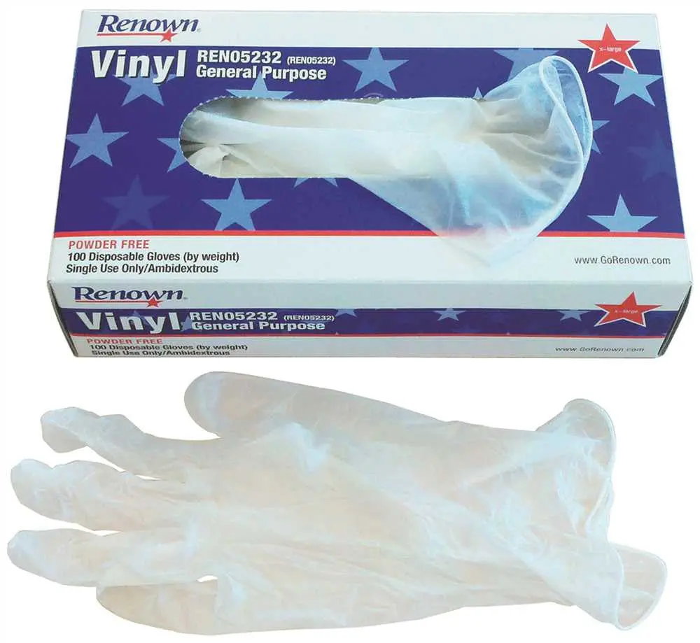 Renown&Reg; Disposable Powder-Free General Purpose Vinyl Gloves, X-Large, 4Mil, 100 Per Box 1