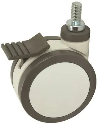 Twin Medical Caster, Nylon, 5 In., Total Lock, 246 Lbs Capacity 1