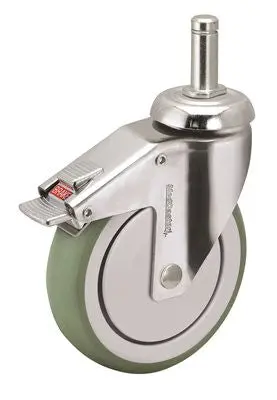 Medcaster&Trade; Antimicrobial Swivel Caster With 165-Pound Capacity And Top Plate Fitting, 3 In., Stainless Steel 1