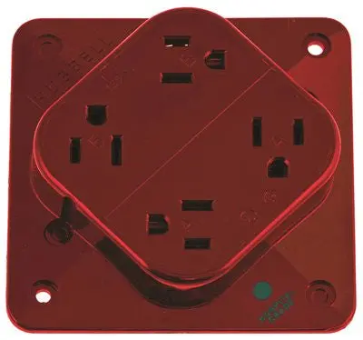 Receptacle Hospital Grade 4-Plex 15A 125V 5-15R Red 1