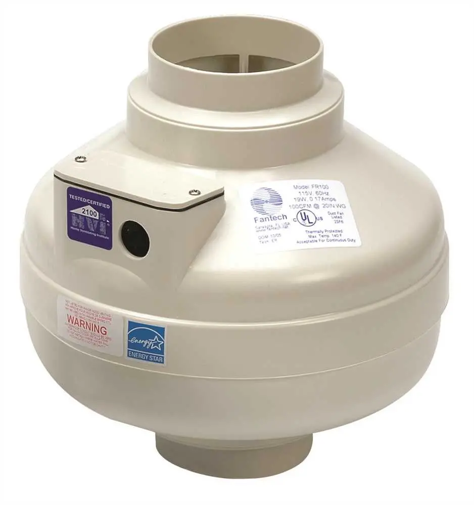 Fantech Inline Centrifugal 4 In. Duct Fan, Molded Housing, 122 Cfm 1