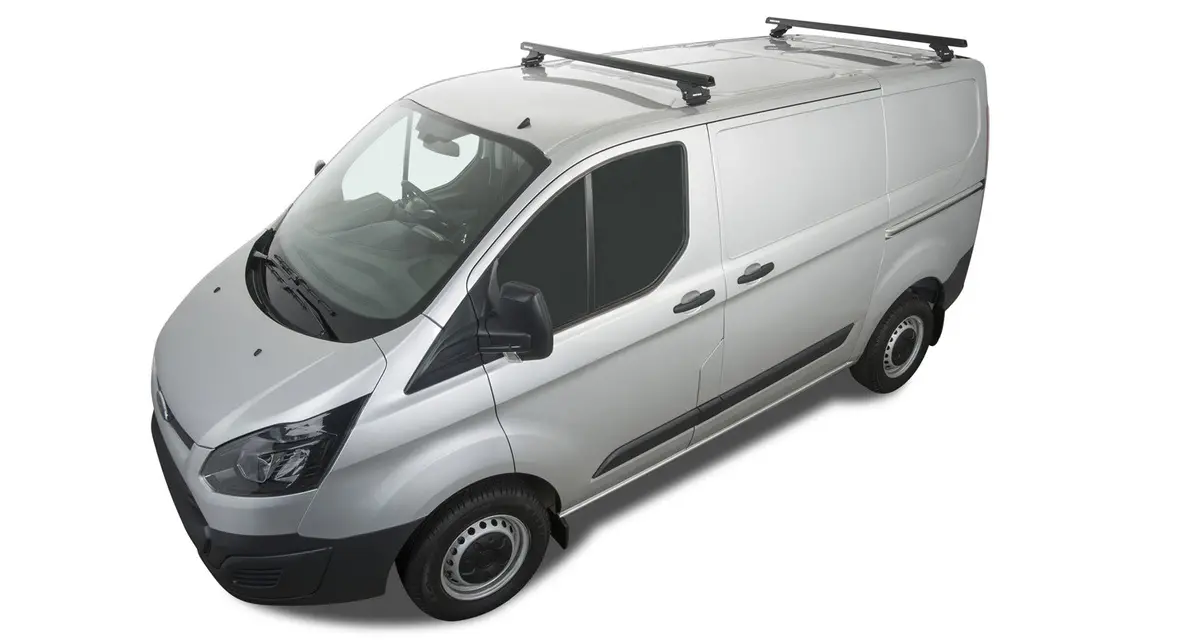 Kit 2 Barres De Toit Noire Heavy Duty Avec Pieds Rltp Ford Transit Custom 2014+ - Rhino-Rack 1