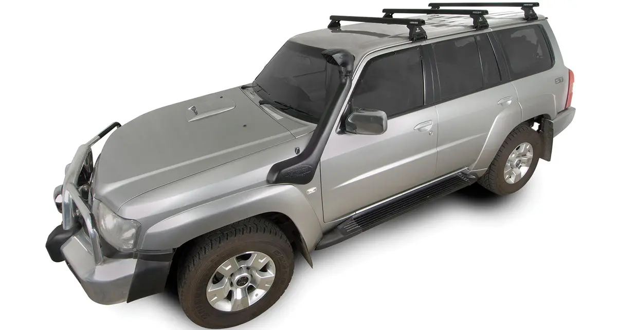 Kit 3 Barres De Toit Noire 1375Mm Heavy Duty Rl110 Trackmount Nissan Patrol Gu Y61 1997-2017 - Rhino-Rack 1