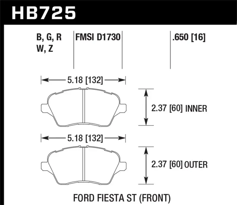 Hawk Dtc30 Front Brake Pads For 2014 Ford Fiesta St 1