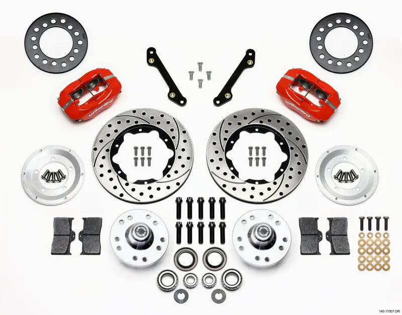 Wilwood Forged Dynalite Front Brake Kit – 11" Drilled Rotors, Red Calipers For 1970–1978 Camaro 1