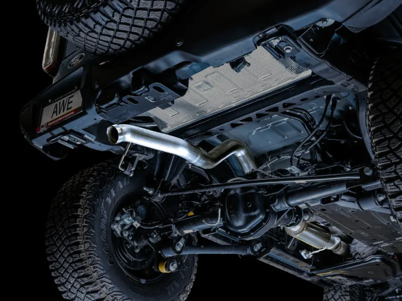 Awe Tuning 2021+ Ford Bronco 0Fg Exhaust (No Tips) W/ Bash Guard 2