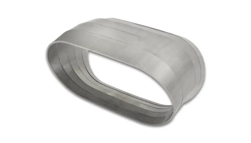 Vibrant Vertical 304 Stainless Steel Exhaust Coupler Set – 3" Nominal Oval, 3.10" Centerline Radius, 9° Per Cut (5-Piece) 1