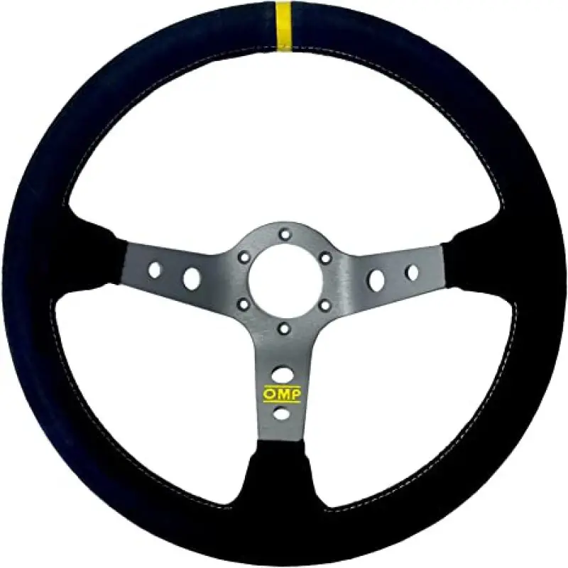 Omp Corsica Black Suede Steering Wheel – Small Diameter With Three Black Dish Spokes 1