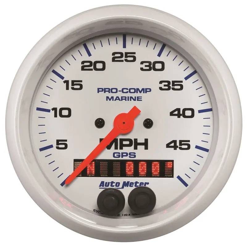 Autometer Marine Gps Speedometer – 3-3/8″ White Dial, 0–50 Mph Range 1