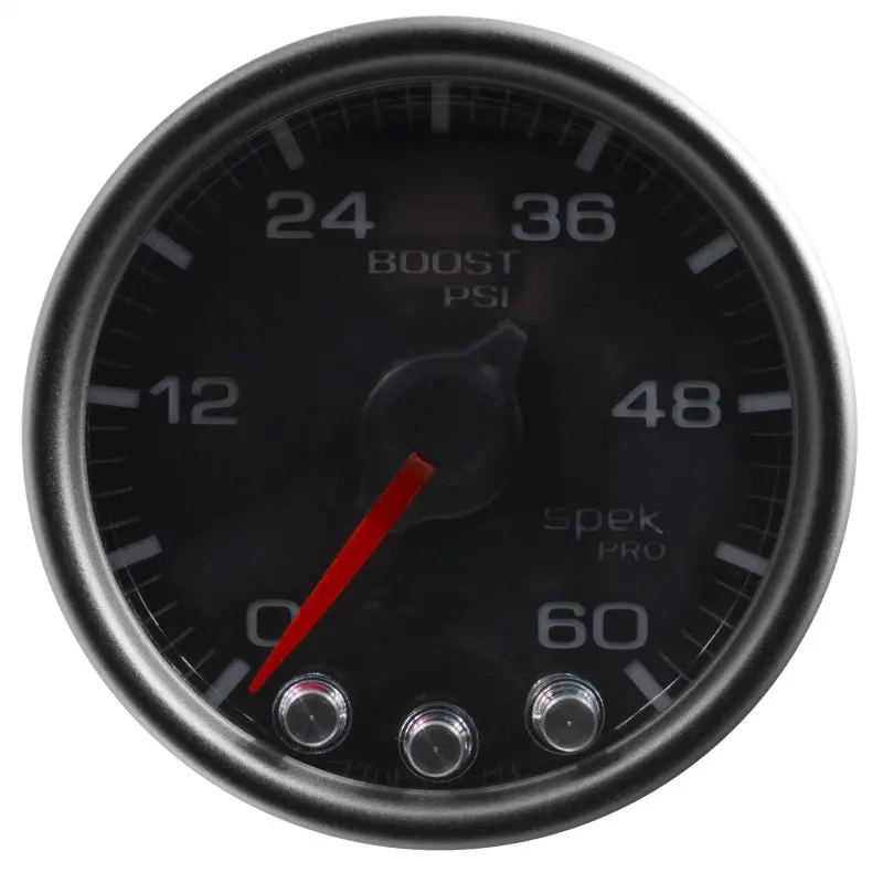 Autometer Spek-Pro 2-1/16" Boost Gauge – 60 Psi Range, Stepper Motor, Peak Hold & Warning Functions, Black Dial/Bezel 2
