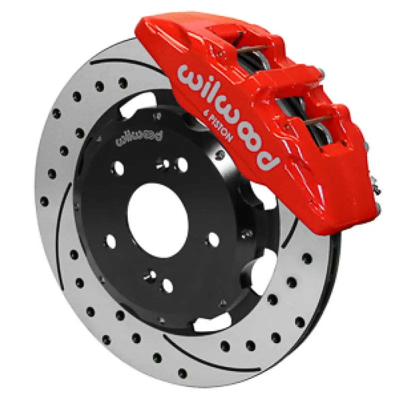 Wilwood Drilled & Slotted Front Brake Rotor Kit For 2002–2006 Acura Rsx – Includes Red Caliper Finish Option 1