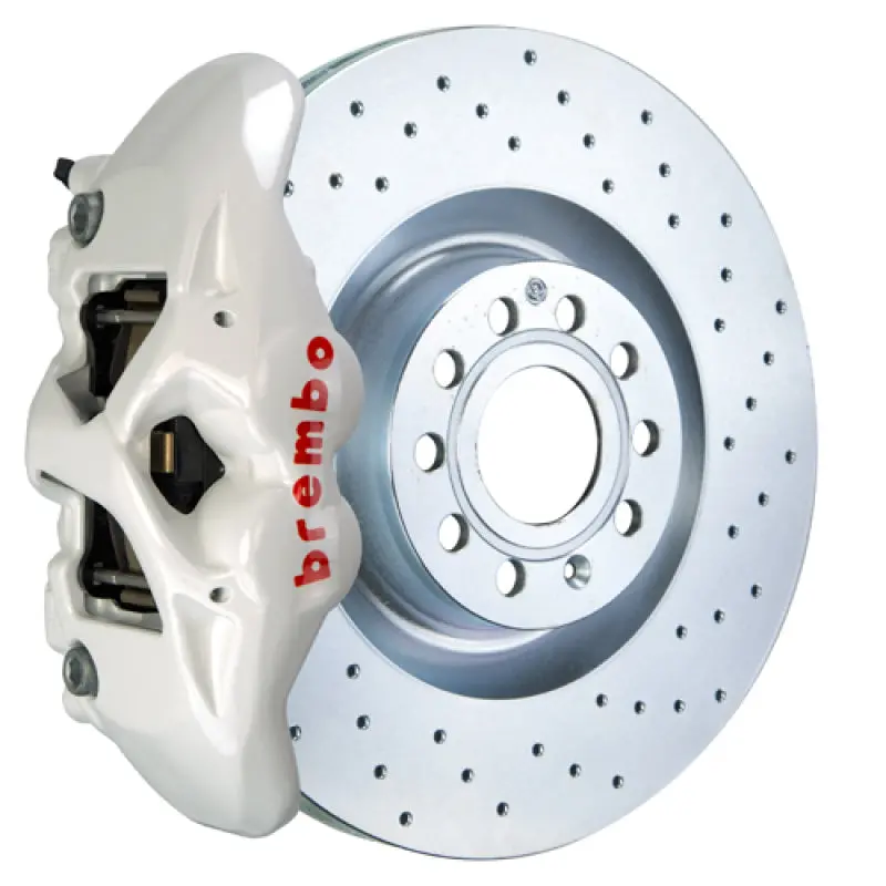 Brembo 05-10 Jetta Gli Front Gt Bbk 4 Piston Cast 345X30 1Pc Rotor Drilled-White 1
